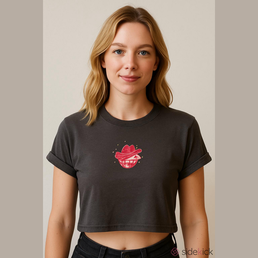 Darling Blue cuffed short sleeve crewneck cropped skeleton tee Woman’s XL